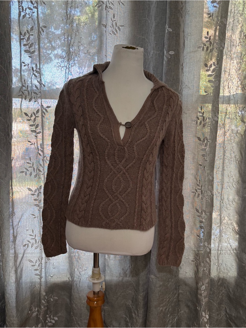 VINTAGE AMERICAN EAGLE ANGORA BLEND CABLE KNIT SWEATER size medium